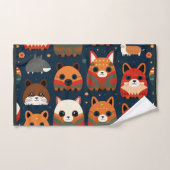 Füchse und Katzen im Wald Retro Muster Badhandtuch Set (Handtuch)