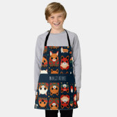 Füchse und Katzen im Wald Retro Muster Schürze (Getragen)