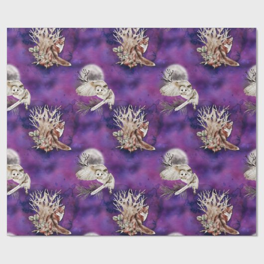 Füchse und Owlen Umschlagpapier Geschenkpapier (Flach)