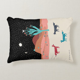 Füchse unter Stern und Mond durch Kaktus in der Zierkissen