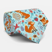 Füchse Vögel & Retro Blume Muster auf blassgrün Krawatte (Gerollt)