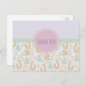 Füchse Vögel und Bäume whimsical Muster Vielen Dan Postkarte (Vorne/Hinten)