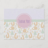 Füchse Vögel und Bäume whimsical Muster Vielen Dan Postkarte (Vorderseite)