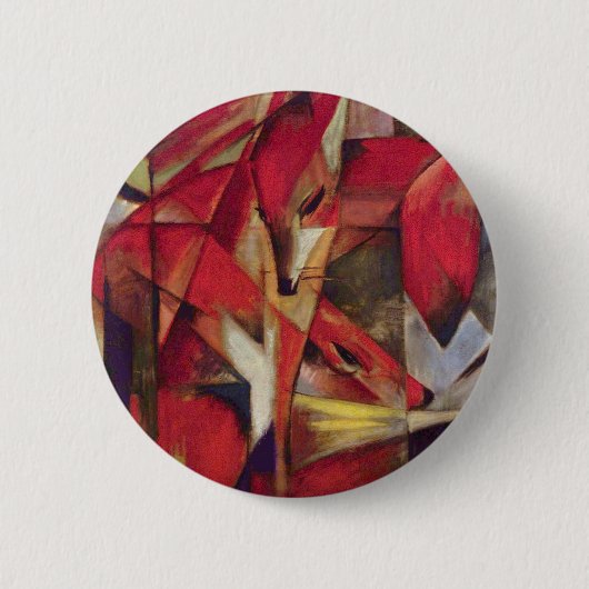 Füchse von Franz Marc, Vintage Abstrakte kubistisc Button (Vorderseite)