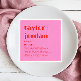 Fuchsfakte Kühne Typografie Rosa Rote Hochzeit Serviette