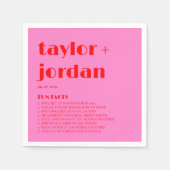 Fuchsfakte Kühne Typografie Rosa Rote Hochzeit Serviette (Vorderseite)