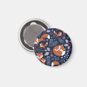 Fuchsfamilie: Vintag nahtlos. Magnet (Vorderseite/Rückseite)