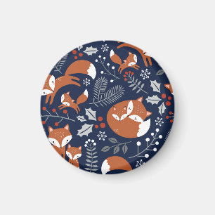 Fuchsfamilie: Vintag nahtlos. Magnet