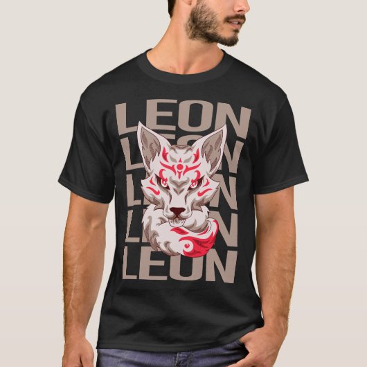 Fuchsgesicht - Leon Name T-Shirt (Vorderseite)