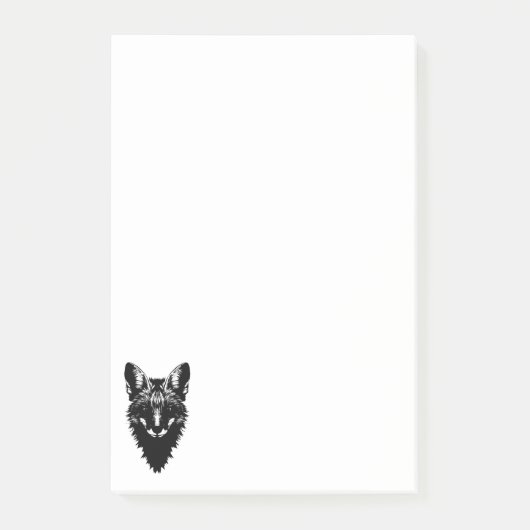 Fuchsgesicht-Silhouette Post-it Klebezettel (Vorderseite)