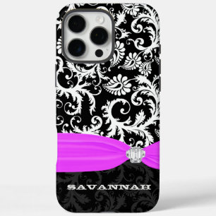 Fuchsi White plus jede Farbe Damast Druckkristall iPhone 16 Pro Max Hülle