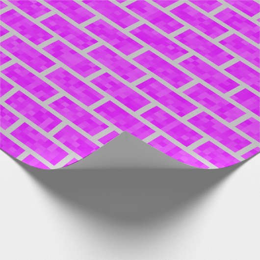 Fuchsia 8-Bit Computerspiel Look Bricks Muster Geschenkpapier (Ecke)