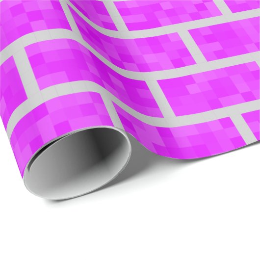 Fuchsia 8-Bit Computerspiel Look Bricks Muster Geschenkpapier (Rolleneckpunkt)