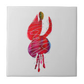 Fuchsia abstrakte Aquarellblüte Fliese (Vorderseite)