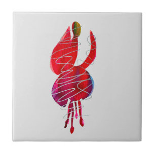 Fuchsia abstrakte Aquarellblüte Fliese