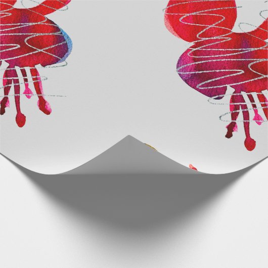 Fuchsia abstrakte Aquarellblüte Geschenkpapier (Ecke)