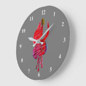 Fuchsia abstrakte Aquarellblüte Große Wanduhr (Winkel)