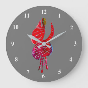 Fuchsia abstrakte Aquarellblüte Große Wanduhr
