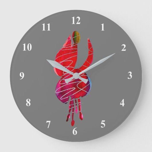 Fuchsia abstrakte Aquarellblüte Große Wanduhr (Vorderseite)