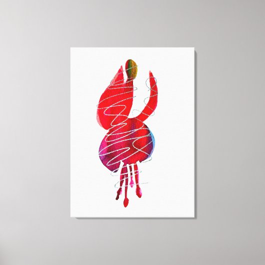 Fuchsia abstrakte Aquarellblüte Leinwanddruck (Vorderseite)