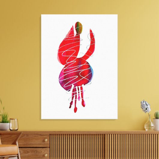 Fuchsia abstrakte Aquarellblüte Leinwanddruck (Insitu (Wohnzimmer))