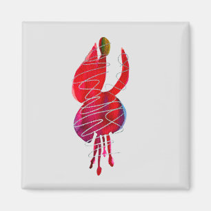 Fuchsia abstrakte Aquarellblüte Magnet