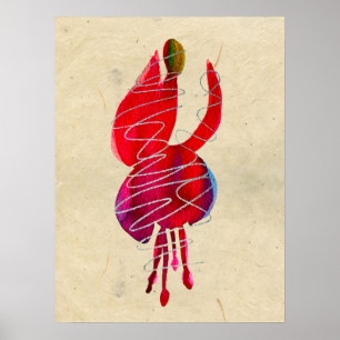 Fuchsia abstrakte Aquarellblüte Poster