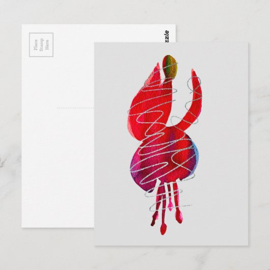 Fuchsia abstrakte Aquarellblüte Postkarte (Vorne/Hinten)