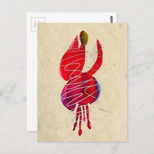 Fuchsia abstrakte Aquarellblüte Postkarte (Vorne/Hinten)