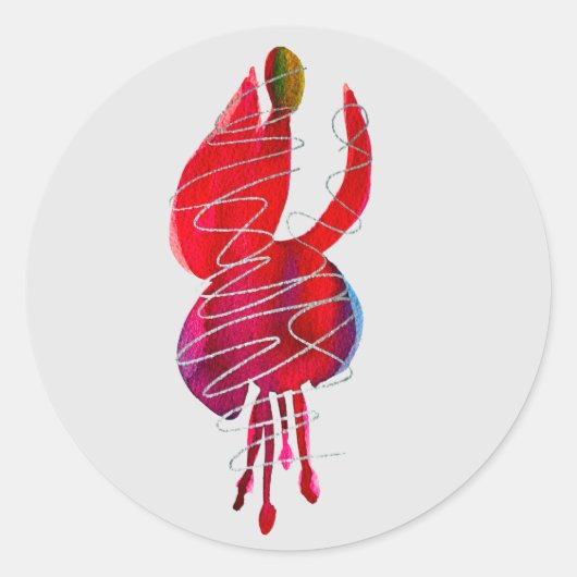 Fuchsia abstrakte Aquarellblüte Runder Aufkleber (Vorderseite)