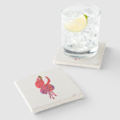 Fuchsia abstrakte Aquarellblüte Steinuntersetzer (Seitenansicht)