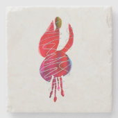 Fuchsia abstrakte Aquarellblüte Steinuntersetzer (Vorderseite)