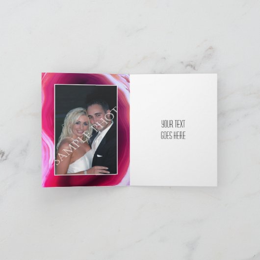 Fuchsia agate Slice geode Hochzeit Danke Foto (Innenseite)