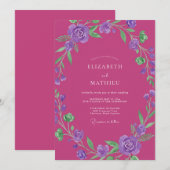 Fuchsia Amethyst Reben Hochzeit Einladung (Vorne/Hinten)