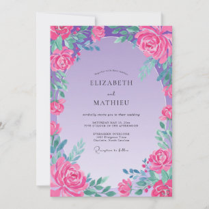 Fuchsia Amethyst Rosenhochzeit Einladung