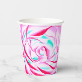 Fuchsia and Aqua Floral Design Paper Cup Pappbecher