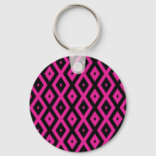 Fuchsia and black diamond pattern schlüsselanhänger