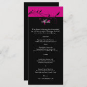 Fuchsia and Black Floral Filigree Wedding Menu Menükarte (Vorne/Hinten)