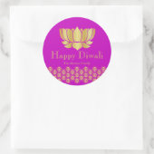 Fuchsia and Gold Diwali Gastgeschenk Runder Aufkleber (Tasche)