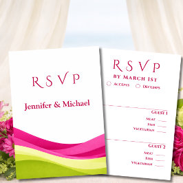 Fuchsia and Lime Green Modern Wedding RSVP Karte