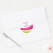 Fuchsia and Lime Green Personalized Wedding Runder Aufkleber (Umschlag)