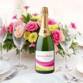 Fuchsia and Lime Green Schaumweinetikett