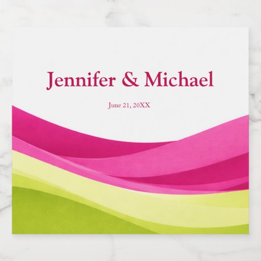 Fuchsia and Lime Green Schaumweinetikett (Einzelnes Label)