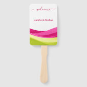 Fuchsia and Lime Green Wedding Fan Program Fächer (Vorderseite)