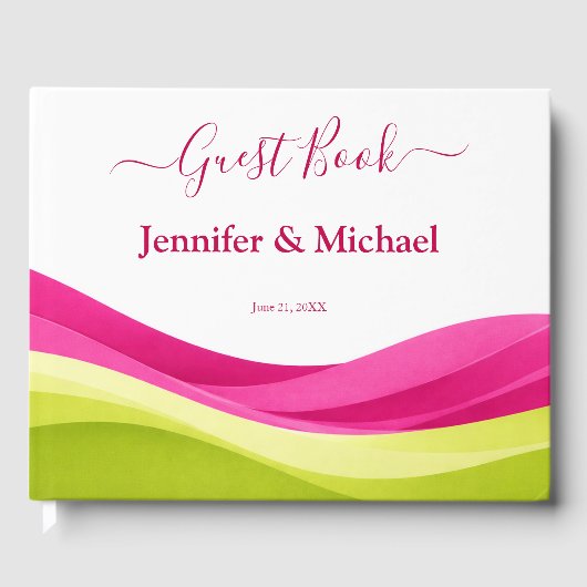 Fuchsia and Lime Green Wedding Gästebuch (Vorderseite)