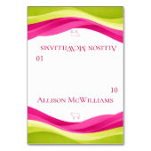 Fuchsia and Lime Green Wedding Place Card-Meat Tischnummer (Vorderseite)