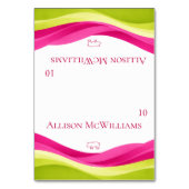 Fuchsia and Lime Green Wedding Place Card-Pork Tischnummer (Vorderseite)