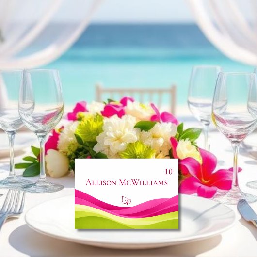 Fuchsia and Lime Green Wedding Place Card-Vegan Tischnummer