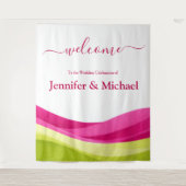 Fuchsia and Lime Green Wedding Sign Wandteppich (Vorderseite)