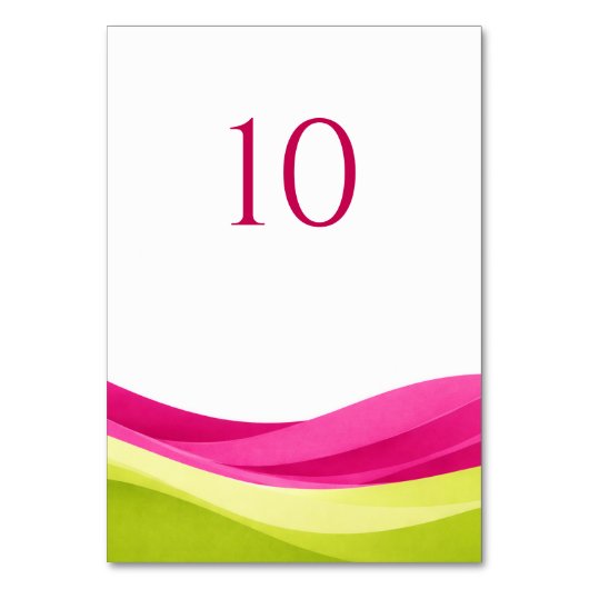 Fuchsia and Lime Green Wedding Table Number Tischnummer (Vorderseite)